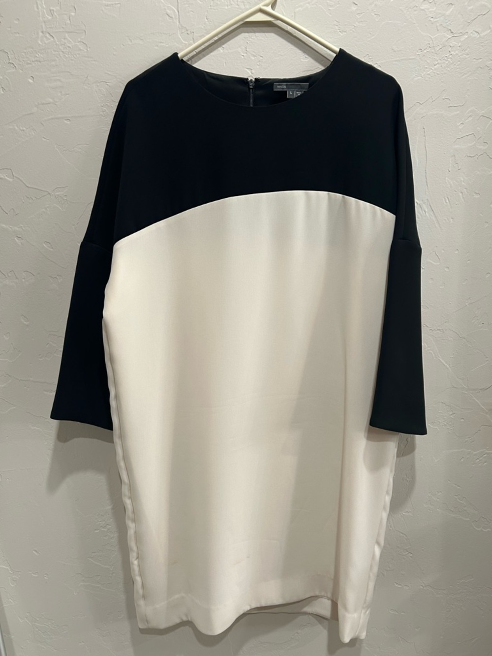 Vince Black and White Long-Sleeve Shift Dress